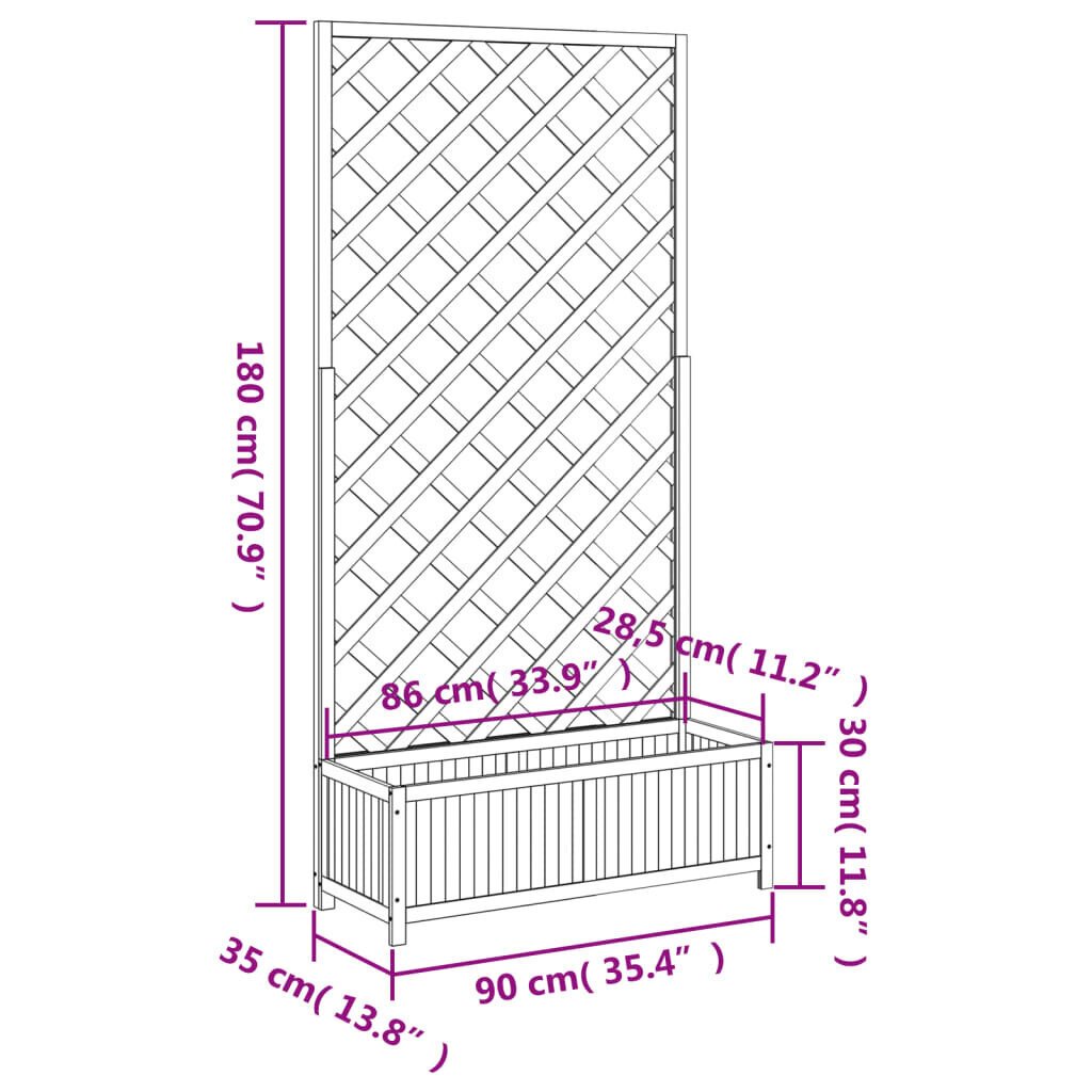 Puķu pods ar režģi, 180x35x90 cm cena un informācija | Balkona kastes | 220.lv