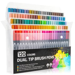 Divpusējie akvareļkrāsas marķieri Ūdens pildspalvas, 120 krāsas cena un informācija | Modelēšanas un zīmēšanas piederumi | 220.lv