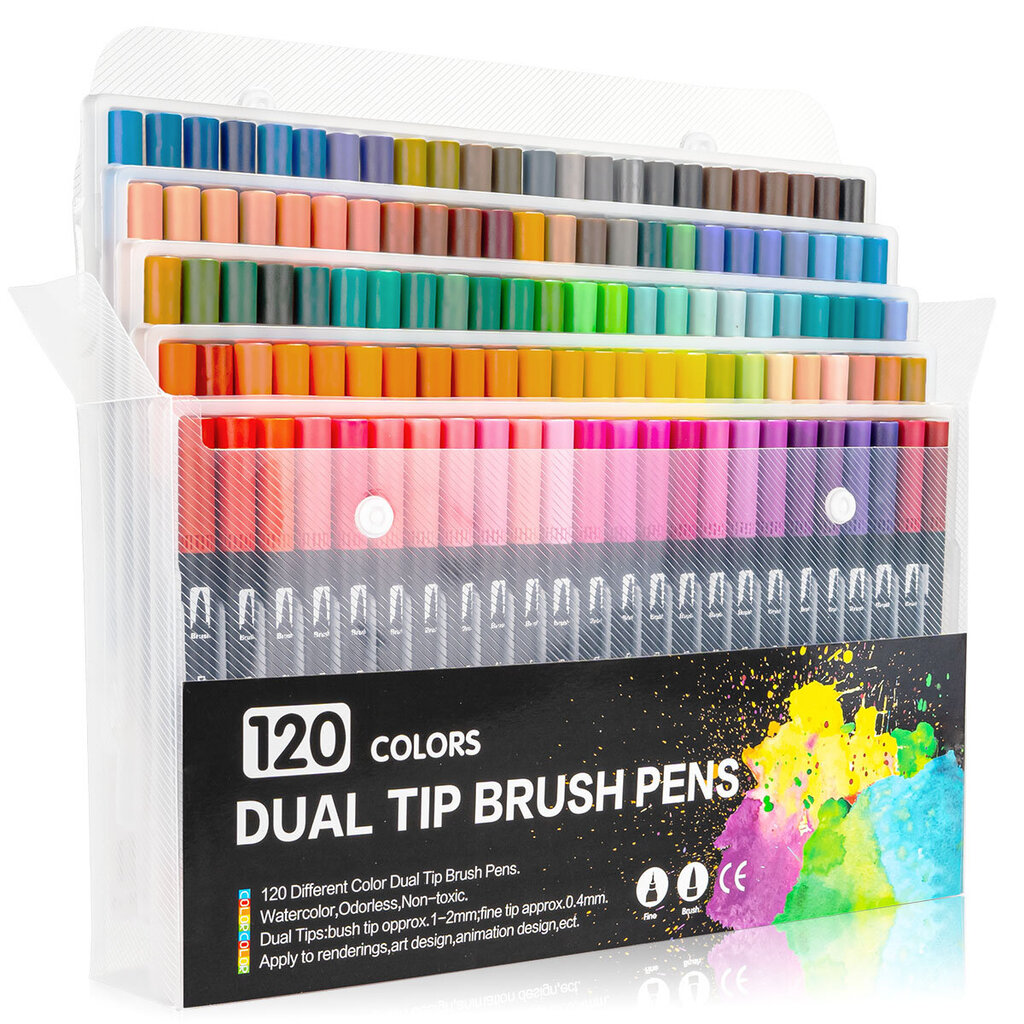 Divpusējie akvareļkrāsas marķieri Ūdens pildspalvas, 120 krāsas цена и информация | Modelēšanas un zīmēšanas piederumi | 220.lv