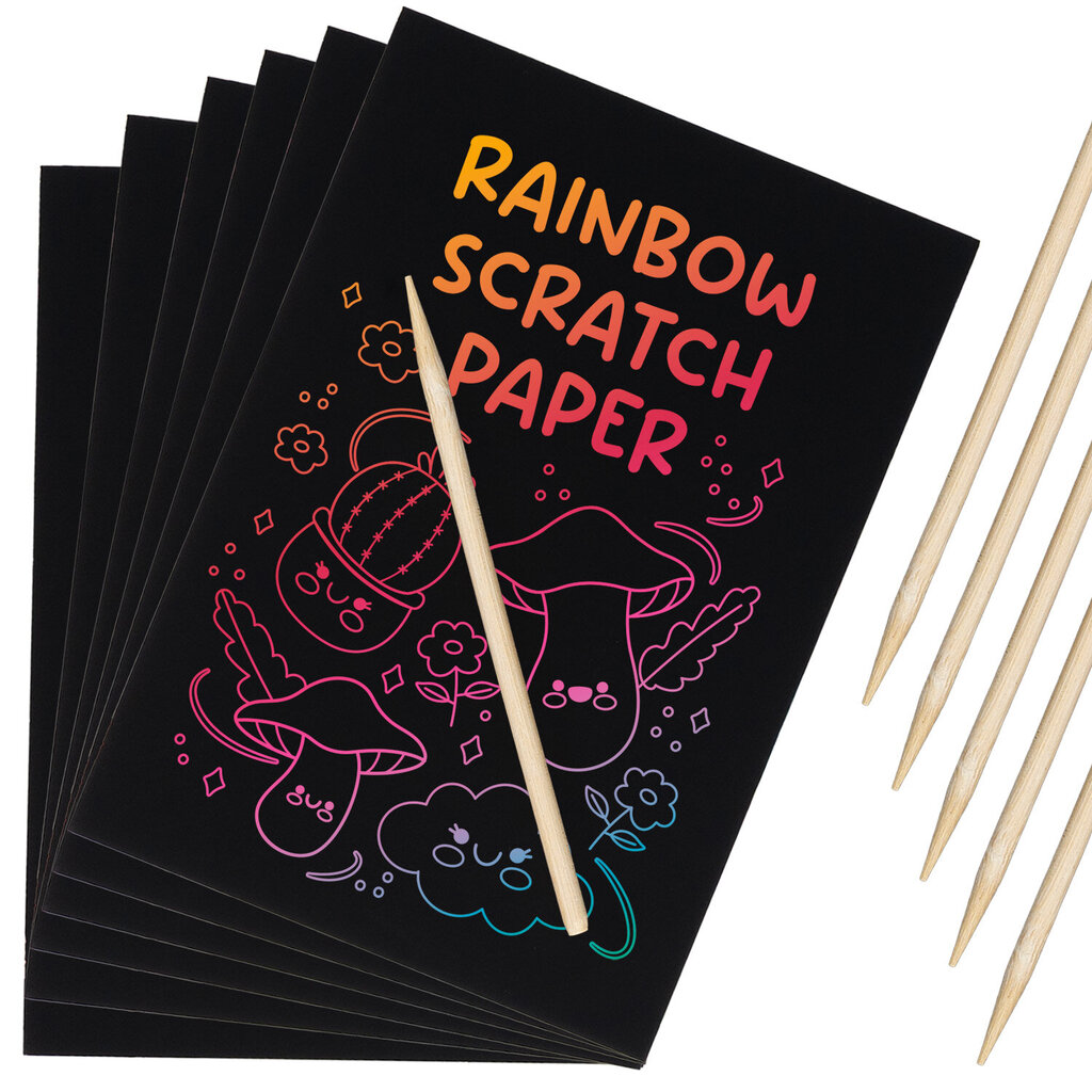 Komplekts Scratch-off Rainbow, 50 gab. + 5 pildspalvas цена и информация | Modelēšanas un zīmēšanas piederumi | 220.lv