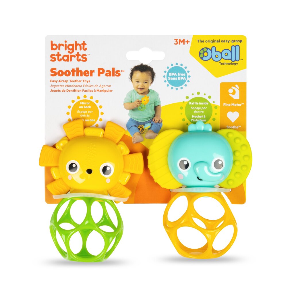 Zīdaiņu rotaļlieta Lauva un zilonis Oball Pals Easy-Grasp, 2 gab. cena un informācija | Rotaļlietas zīdaiņiem | 220.lv