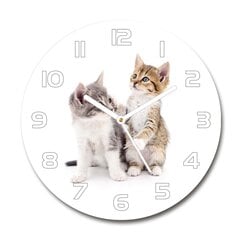 Stikla Pulkstenis Divi mazi kaķi, 30cm cena un informācija | Pulksteņi | 220.lv