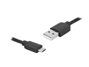 PS USB-microUSB kabelis, 1 m, melns, āda. cena un informācija | Savienotājkabeļi | 220.lv