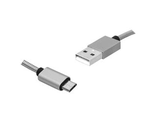 PS Кабель USB-microUSB 1 м в оплетке серебристый цена и информация | Кабели для телефонов | 220.lv