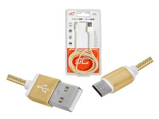 PS USB -microUSB кабель 2м в золотой оплетке цена и информация | Кабели для телефонов | 220.lv