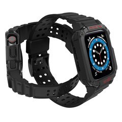 Защитный ремешок Ремешок с чехлом для Apple Watch 7/SE (41/40/38 мм) Бронированный чехол для часов Черный цена и информация | Аксессуары для смарт-часов и браслетов | 220.lv
