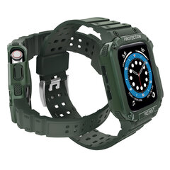 Защитный ремешок Ремешок с чехлом для Apple Watch 7/SE (41/40/38 мм) Бронированный чехол для часов Зеленый цена и информация | Аксессуары для смарт-часов и браслетов | 220.lv