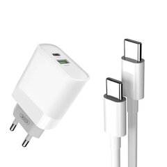 Wall Charger with + USB-C Cable XO L64 20W, QC3.0, PD (white) цена и информация | Зарядные устройства для телефонов | 220.lv