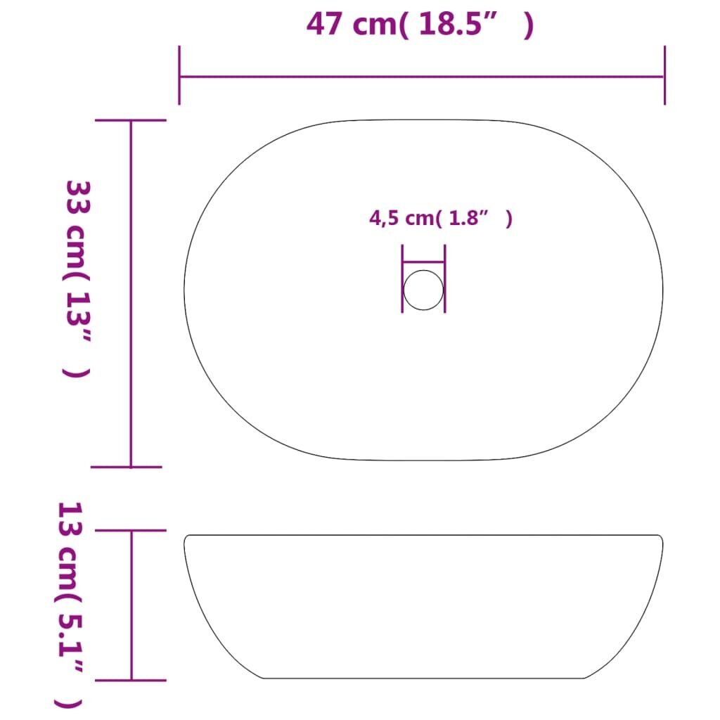 Izlietne 47x33x13cm, melna/pelēka cena un informācija | Izlietnes | 220.lv