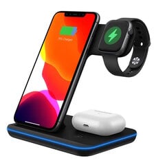 CP X7W 3в1 15W Беспроводная Magsafe Qi Зарядка Штатив для iPhone Watch Airpods и других устройств Черный цена и информация | Зарядные устройства для телефонов | 220.lv