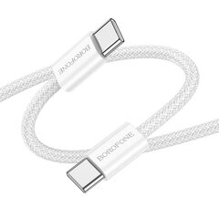 USB cable Borofone BX104 USB-C to USB-C 60W 1.0 м, белый цена и информация | Кабели для телефонов | 220.lv