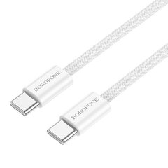 USB cable Borofone BX104 USB-C to USB-C 60W 1.0 м, белый цена и информация | Кабели для телефонов | 220.lv