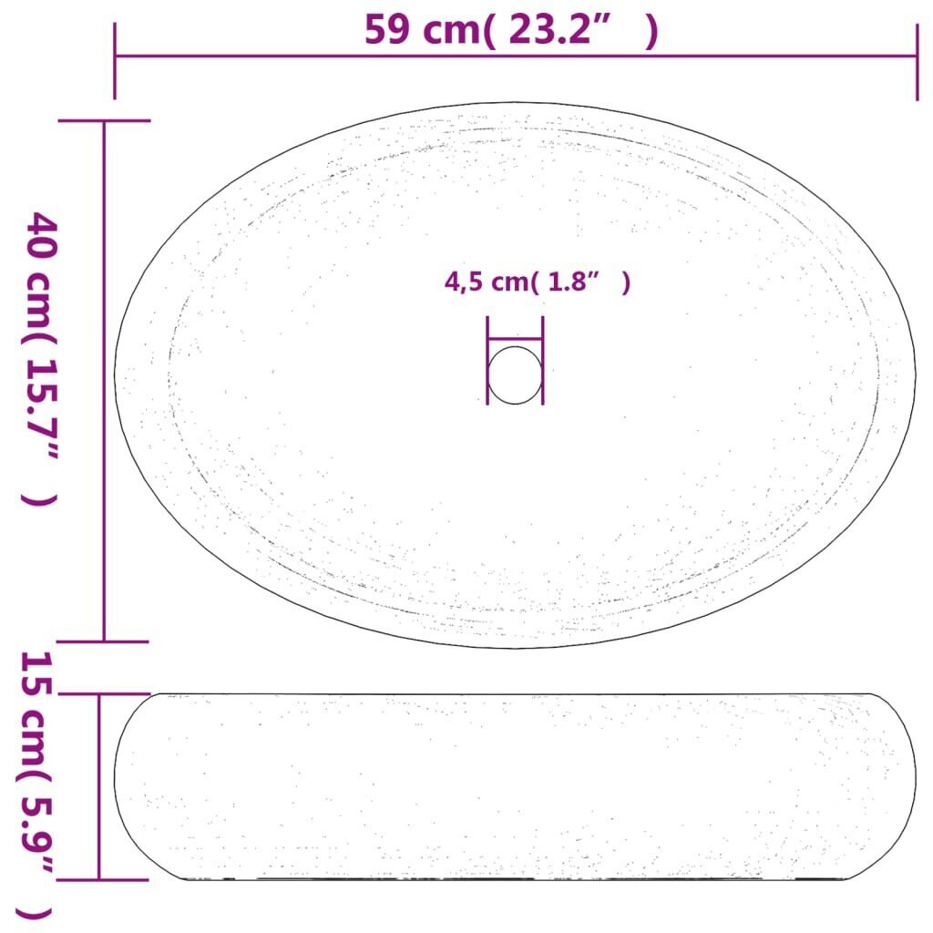 Izlietne uz galda virsmas 59x40x15cm cena un informācija | Izlietnes | 220.lv