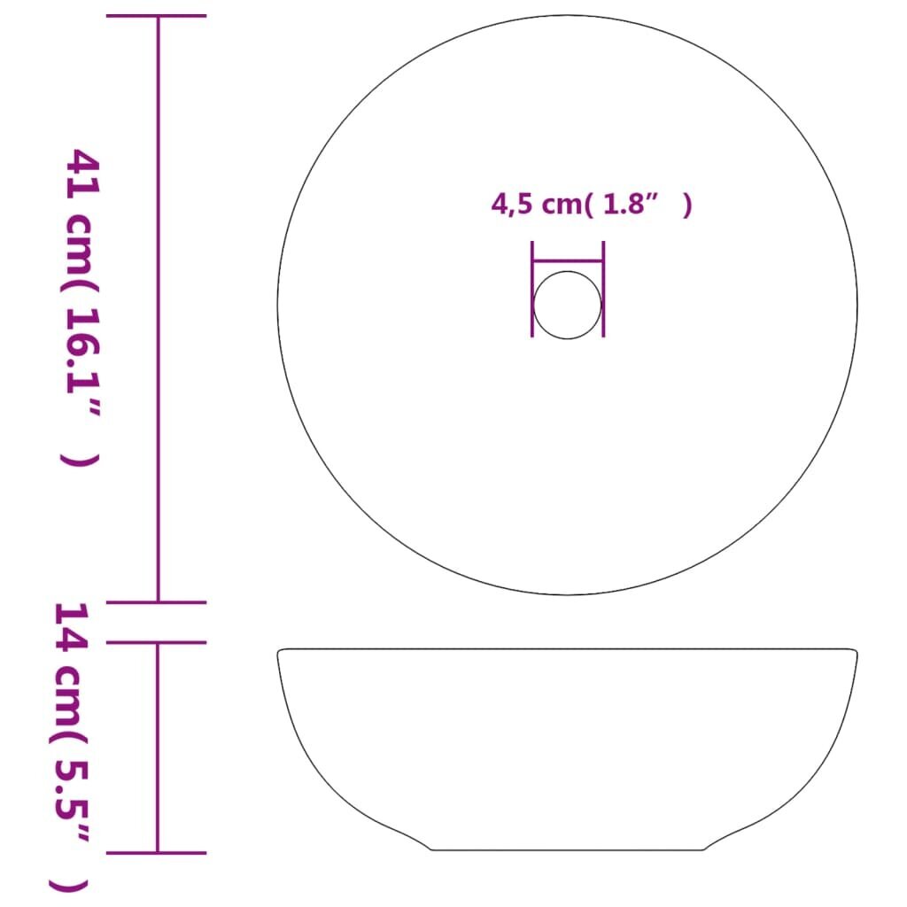 Keramikas izlietne uz galda virsmas 41x14cm, pelēka cena un informācija | Izlietnes | 220.lv