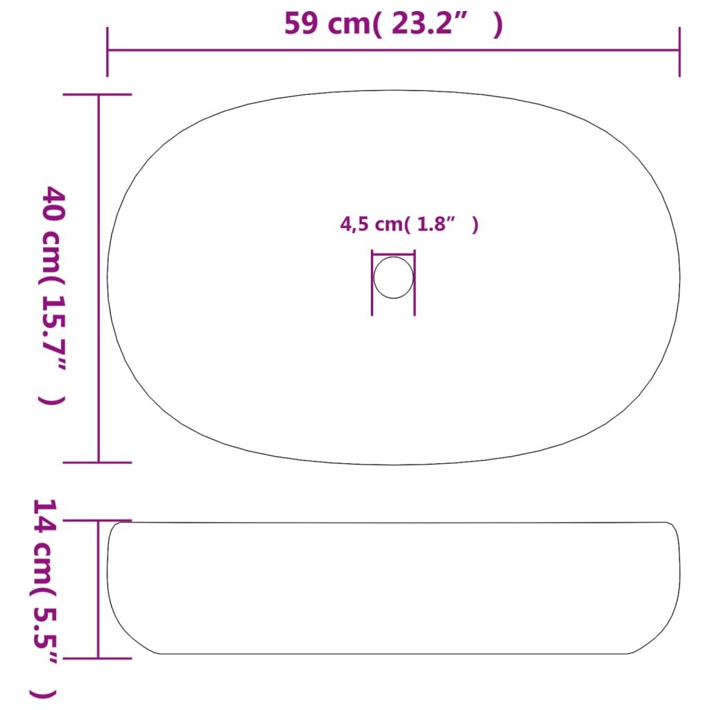 Keramikas izlietne 59x40x14cm, melna un zila cena un informācija | Izlietnes | 220.lv