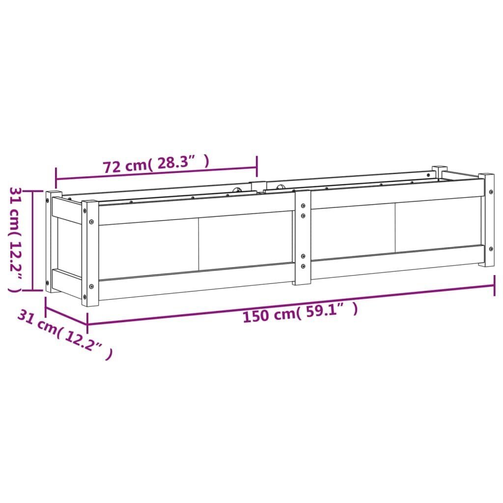 Dārza kaste, 150x31x31 cm cena un informācija | Balkona kastes | 220.lv