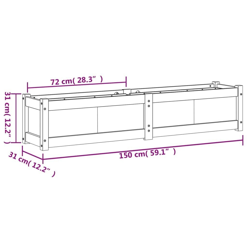 Dārza kaste, 150x31x31 cm cena un informācija | Balkona kastes | 220.lv