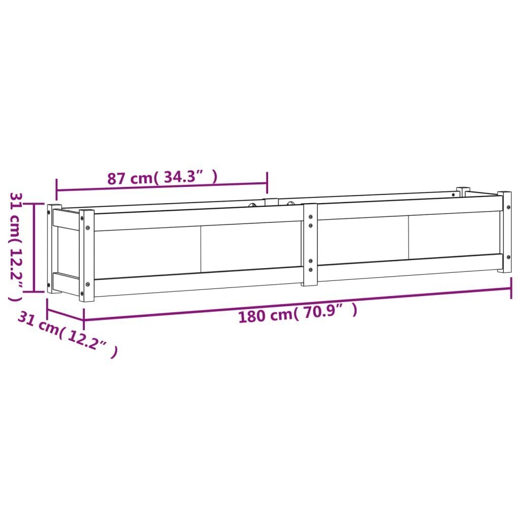 Balkona kastes, 2 gab., 180x31x31 cm cena un informācija | Balkona kastes | 220.lv