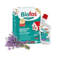 Препарат Biofos для очистных сооружений и канализационных колодцев, запах лаванды, 1 кг + гель для туалета, 500 мл, запах лаванды цена и информация | Микроорганизмы, бактерии | 220.lv