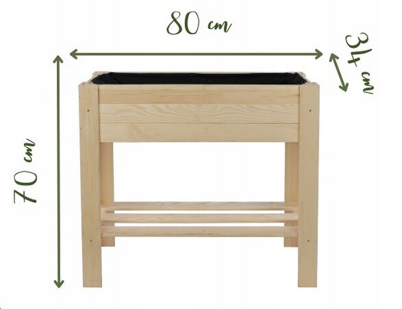 Paaugstināta koka dārza dobe ar plauktu, 34x80 cm цена и информация | Siltumnīcas | 220.lv