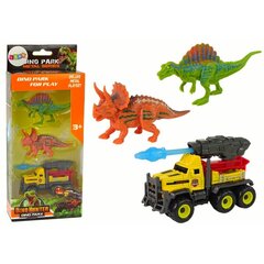 LeanToys dinozauru un raķešu automašīnu figūriņu komplekts, dzeltens цена и информация | Конструктор автомобилей игрушки для мальчиков | 220.lv