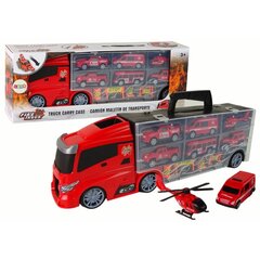 Lean Toys ugunsdzēsēju depo mašīna, sarkana цена и информация | Конструктор автомобилей игрушки для мальчиков | 220.lv