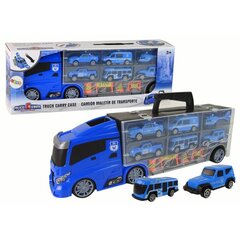 Lean Toys policijas kravas automašīna ar automašīnām, zila cena un informācija | Rotaļlietas zēniem | 220.lv