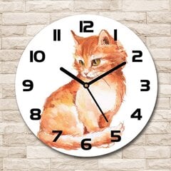 Stikla Pulkstenis sarkans kaķis, 30cm цена и информация | Часы | 220.lv