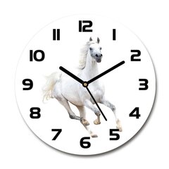 Stikla Pulkstenis Balts arābu zirgs, 30cm cena un informācija | Pulksteņi | 220.lv