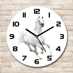 Stikla Pulkstenis Balts arābu zirgs, 30cm cena un informācija | Pulksteņi | 220.lv
