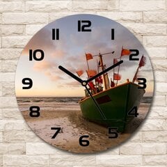 Stikla Pulkstenis Makšķernieku laivu pludmale, 30cm cena un informācija | Pulksteņi | 220.lv