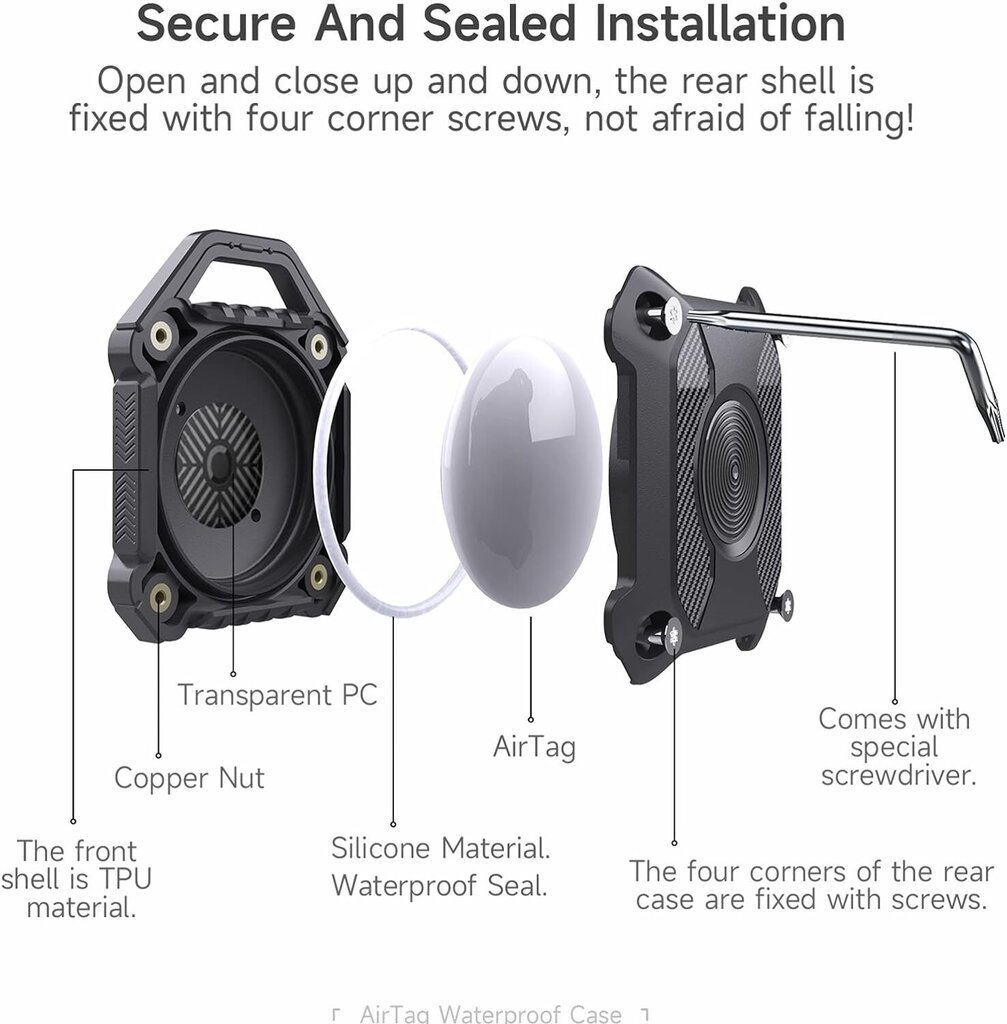 Ūdensizturīgs Apple Airtag atslēgu maciņš, IP68, 2gab. cena un informācija | Mobilo telefonu aksesuāri | 220.lv