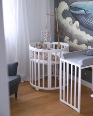 Ovāla bērnu gultiņa 7in1 Waldin +Matracis цена и информация | Детские кроватки | 220.lv