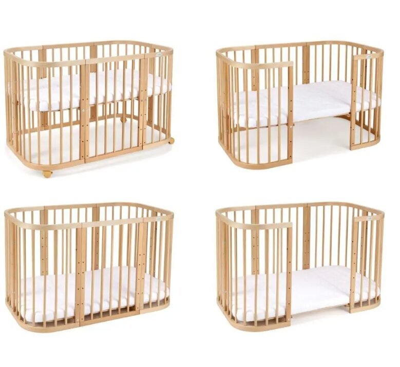 Transformējamā bērnu gultiņa 7in1 Waldin +Matracis cena un informācija | Zīdaiņu gultas | 220.lv