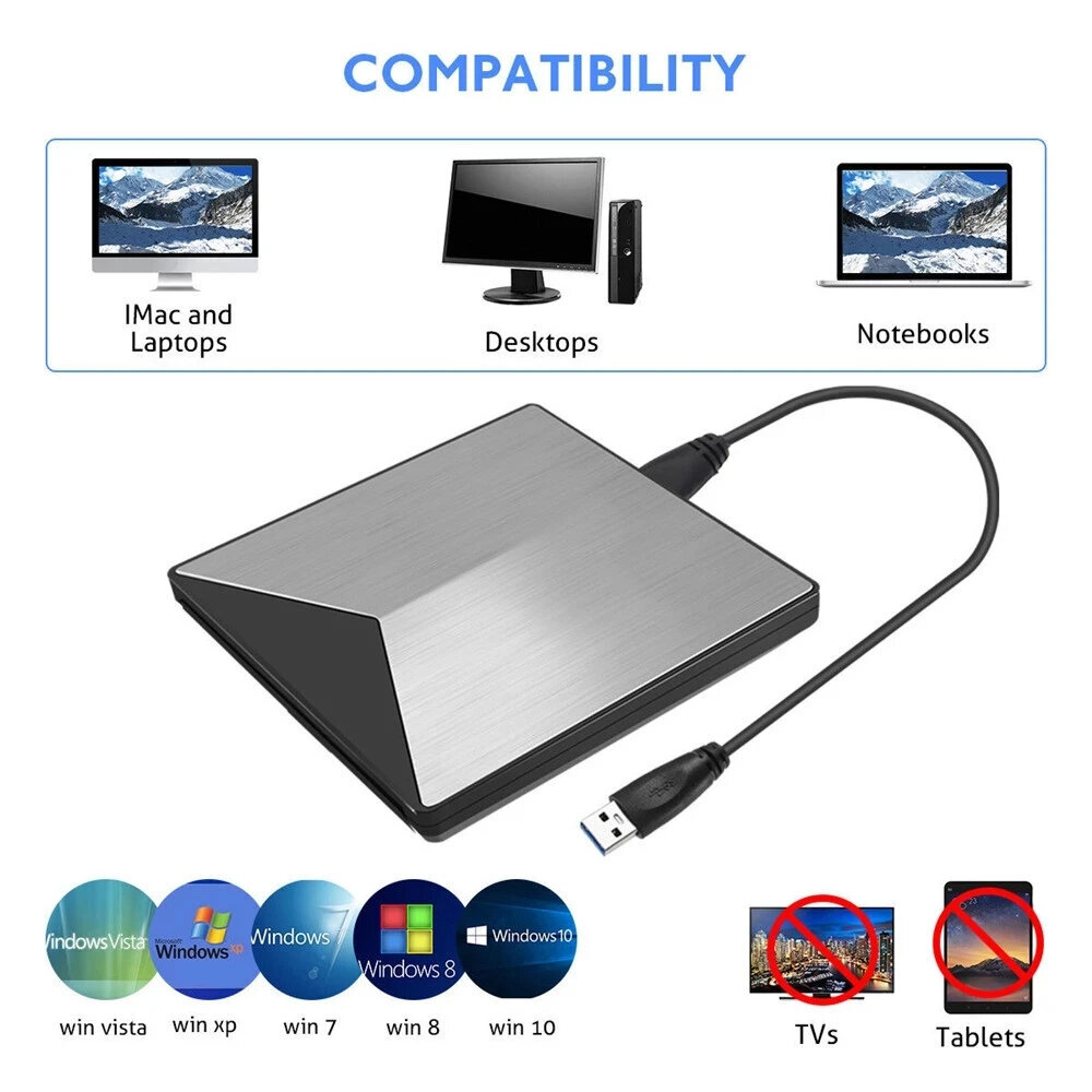 Ārējais CD/DVD ierakstītājs USB 3.0 USB-C Alumīnija korpuss cena un informācija | Ārējie cietie diski | 220.lv