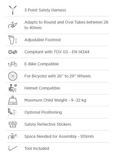 Bērnu velosēdeklītis Polisport Joy 29", gaiši pelēks цена и информация | Bērnu velosipēdu sēdeklīši | 220.lv
