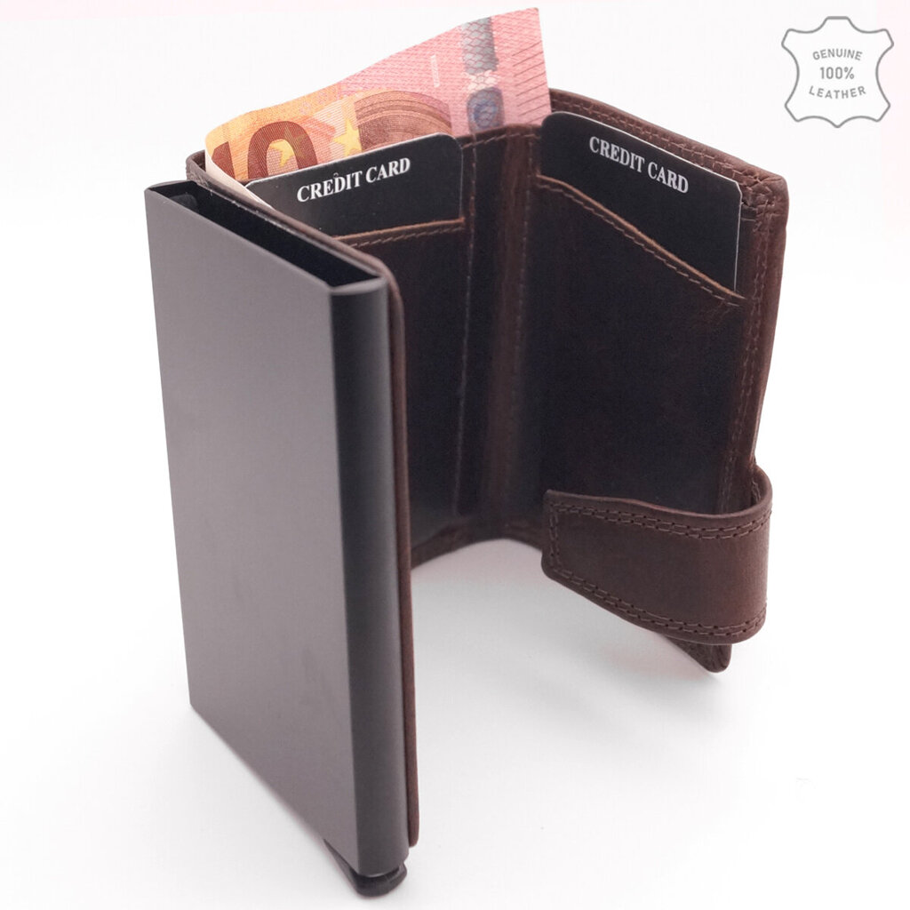 Ādas kredītkartes turētājs RFID Leonardo Verrelli®, brūns cena un informācija | Vīriešu maki, karšu maki | 220.lv