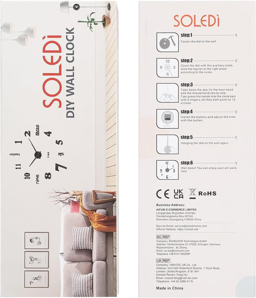 3D sienas pulkstenis Soledi cena un informācija | Pulksteņi | 220.lv