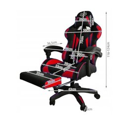 Sarkans spēļu krēsls ar kāju balstu cena un informācija | Biroja krēsli | 220.lv