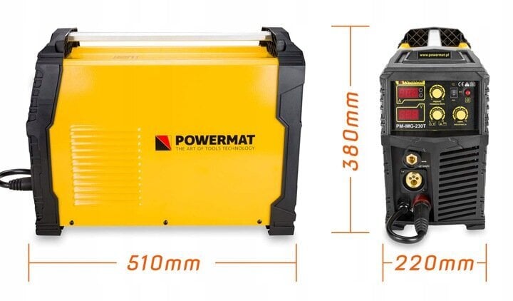 Metināšanas invertors ar piederumiem Powermat PM-IMG-230T, MIG/MAG/MMA/TIG, 230A цена и информация | Metināšanas iekārtas, lodāmuri | 220.lv