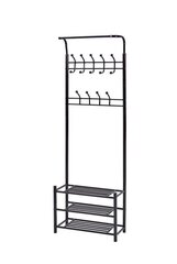 Drēbju pakaramais ar plauktiem apaviem, Modern Home 190x60x28 cm, melns cena un informācija | Priekšnama iekārtas | 220.lv