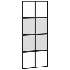 Bīdāmās durvis, melnas, 90x205cm, rūdīts stikls/alumīnijs cena un informācija | Iekšdurvis | 220.lv