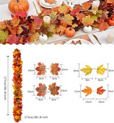 Искусственная гирлянда Осенние листья, 175 см, 2 шт. цена и информация | Принадлежности для флористики | 220.lv