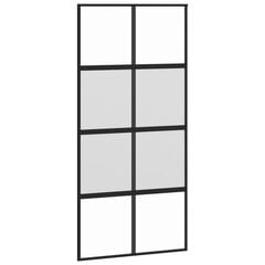 Bīdāmās durvis, melnas, 102,5x205cm, stikls un alumīnijs цена и информация | Межкомнатные двери | 220.lv