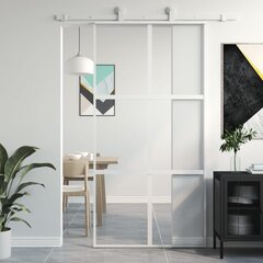 Bīdāmās durvis, baltas, 102,5x205cm, stikls un alumīnijs cena un informācija | Iekšdurvis | 220.lv