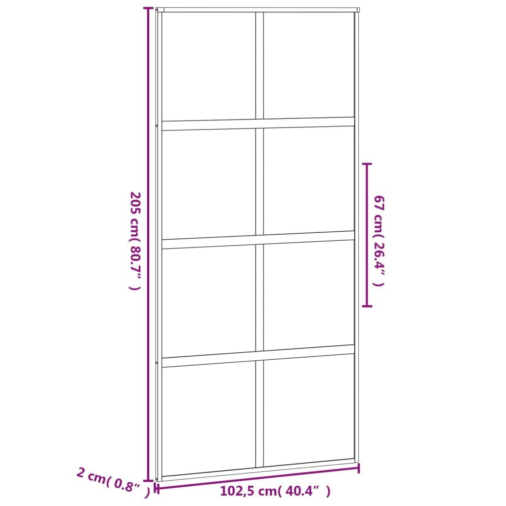 Bīdāmās durvis, melnas, 102,5x205cm, stikls un alumīnijs cena un informācija | Iekšdurvis | 220.lv
