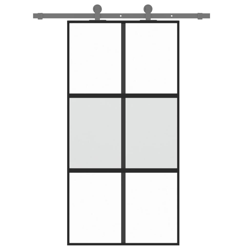 Bīdāmās durvis, melnas, 102,5x205cm, stikls un alumīnijs cena un informācija | Iekšdurvis | 220.lv