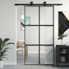 Bīdāmās durvis, melnas, 102,5x205cm, stikls un alumīnijs цена и информация | Внутренние двери | 220.lv