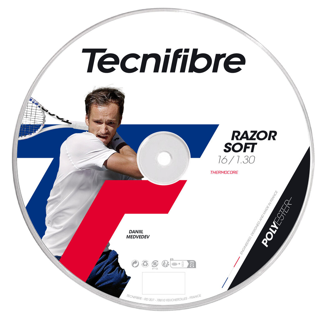 Rakešu stīgas Tecnifibre Razor soft, melnas цена и информация | Āra tenisa preces | 220.lv