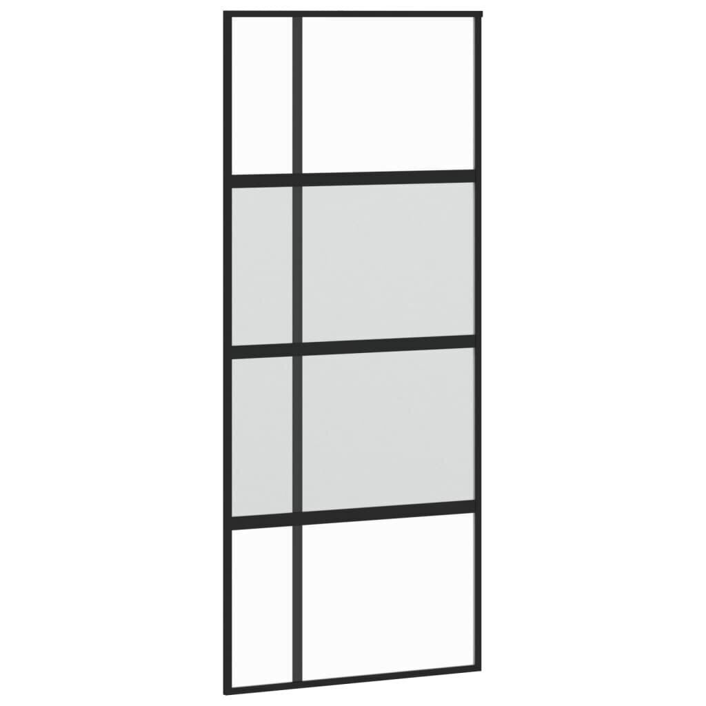Bīdāmās durvis, melnas, 90x205cm, rūdīts stikls/alumīnijs цена и информация | Iekšdurvis | 220.lv